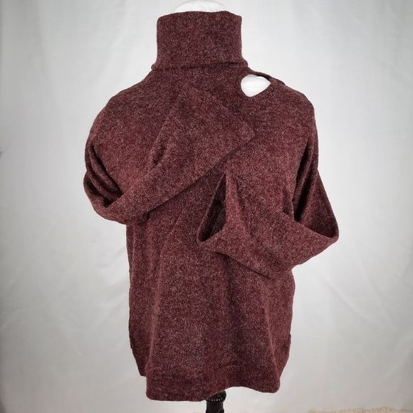 143 Story Line Up Angora blend sweater long sleeve turtleneck maroon knockout - Picture 13 of 16